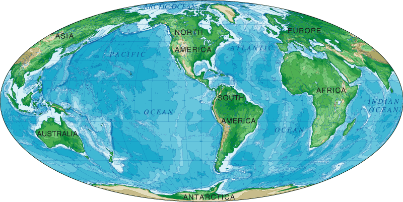 Continents - World Map Mollweide Projection